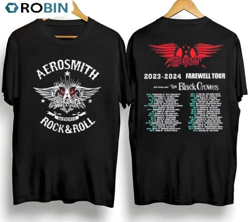 2023 Tour Peace Out Farewell Aerosmith Shirt, Aerosmith Rock N Roll Long Sleeve Unisex Hoodie