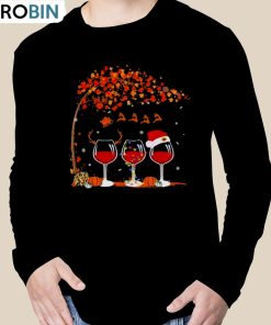 3 Wine Fall Tree Christmas Shirt
