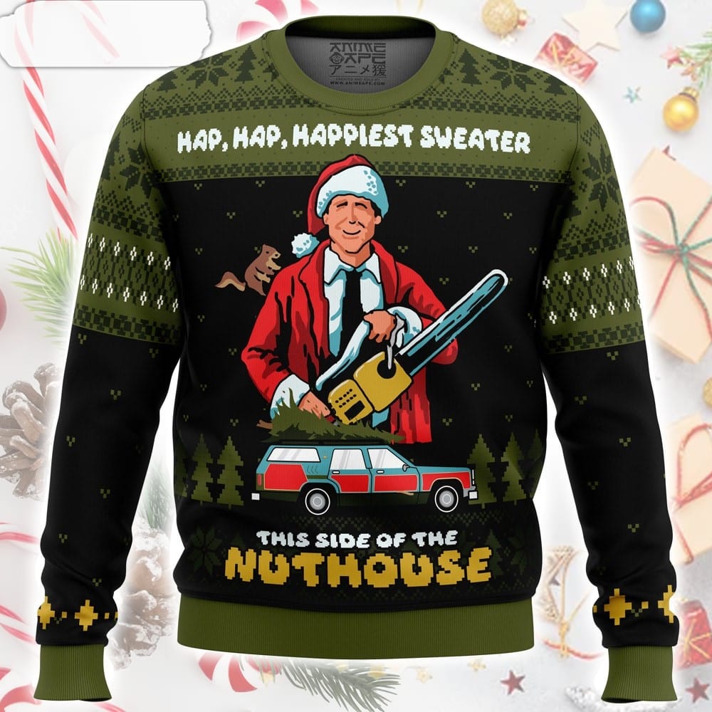 Hap, Hap, Happiest Sweater this Side of the Nuthouse National Lampoon’s Christmas Vacation Ugly Christmas Sweater