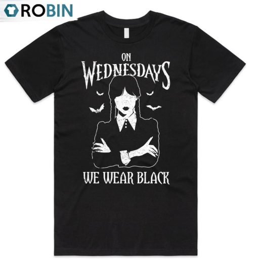 Addams On Wednesdays We Wear Black Shirt, Tv Show Short Sleeve Tee Tops