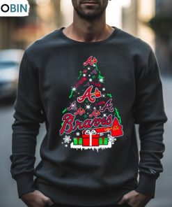 Atlanta Braves Santa Tree Christmas 2023 Shirt