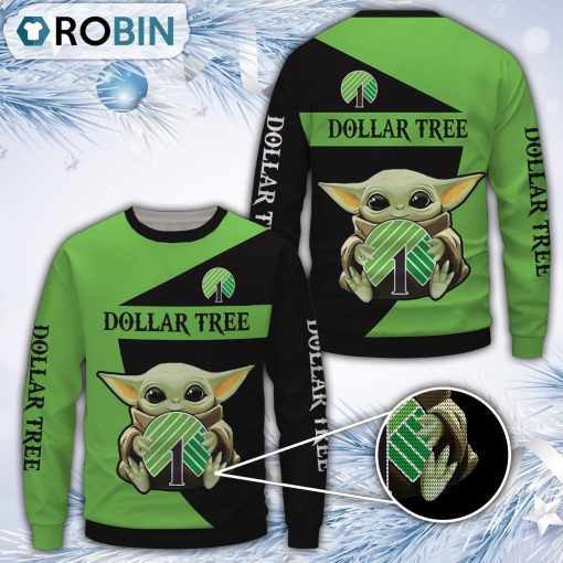 Baby Yoda Dollar Tree Merry Christmas All Over Print Ugly Sweater