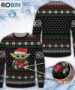 Baby Yoda Domino’s Pizza Merry Christmas All Over Print Ugly Sweater