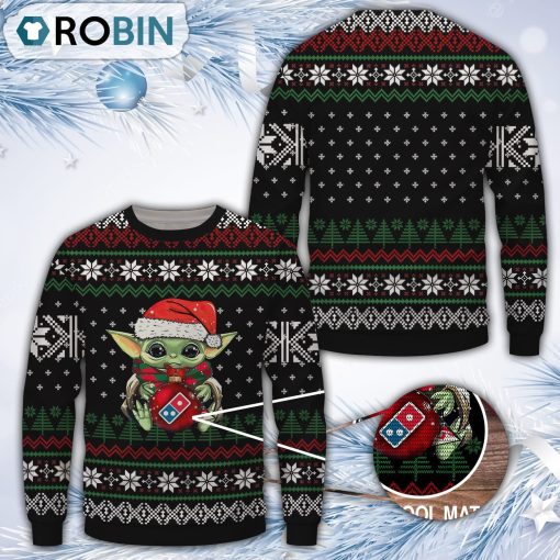 Baby Yoda Domino’s Pizza Merry Christmas All Over Print Ugly Sweater