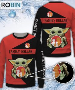 Baby Yoda Family Dollar Merry Christmas All Over Print Ugly Sweater