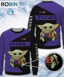Baby Yoda Fedex Merry Christmas All Over Print Ugly Sweater