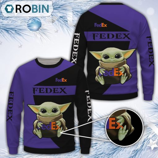 Baby Yoda Fedex Merry Christmas All Over Print Ugly Sweater
