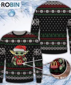 Baby Yoda Mcdonald’s Merry Christmas All Over Print Ugly Sweater