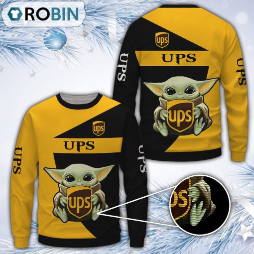 Baby Yoda Ups Merry Christmas All Over Print Ugly Sweater