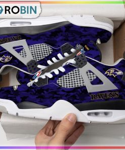 Baltimore Ravens Camouflage Personalized Air Jordan 4 Sneaker