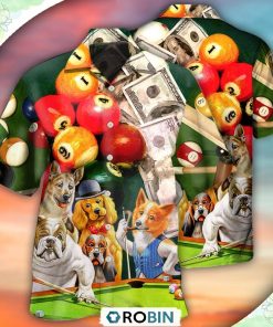 Billiard Funny Dog Many Money Casual Button-Down Shirt Billiard Funny Dog Many Money Casual Button-Down Shirt