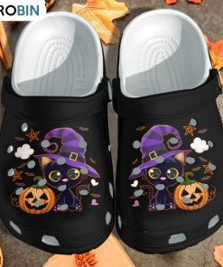 Black Cat And Pumpkin Crocs Shoes