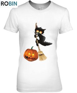 Black Cat With Pumpkin Funny Couple Halloween Costume Ideas Merch Unisex Shirt