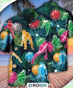 Bocce Ball Tropical Colorful Ball Games Casual Button-Down Shirt