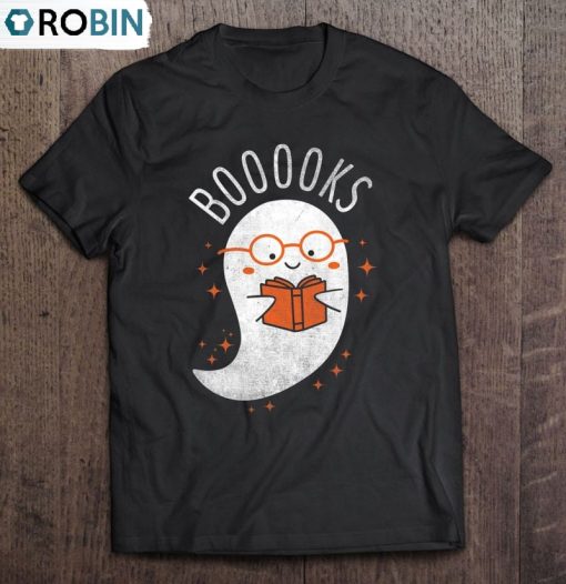 Booooks Ghost Funny Halloween Teacher Book Library Reading Unisex Shirt