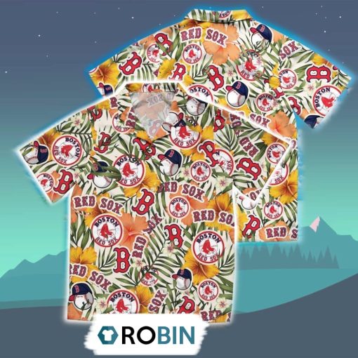 Boston Red Sox Hibiscus Hawaiian Shirt, 3D Printed Aloha Shirt