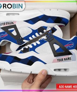 Buffalo Bills Caro Pattern Personalized Air Jordan 4 Sneaker Buffalo Bills Caro Pattern Personalized Air Jordan 4 Sneaker