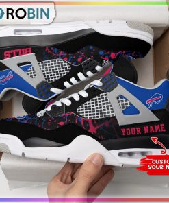 Buffalo Bills Ink Splash Personalized Air Jordan 4 Sneaker Buffalo Bills Ink Splash Personalized Air Jordan 4 Sneaker