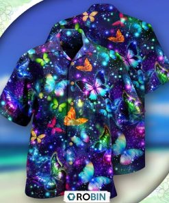 Butterfly Colorful In Dark Casual Button-Down Shirt