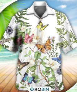 Butterfly Floral Beautiful Casual Button-Down Shirt Butterfly Floral Beautiful Casual Button-Down Shirt