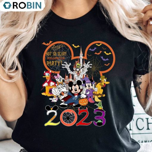 Cartoon 2023 Halloween Party Shirt, Mouse Not So Scary Hoodie Short Sleeve