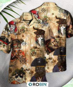 Cat Pirate Vintage Cool Casual Button-Down Shirt