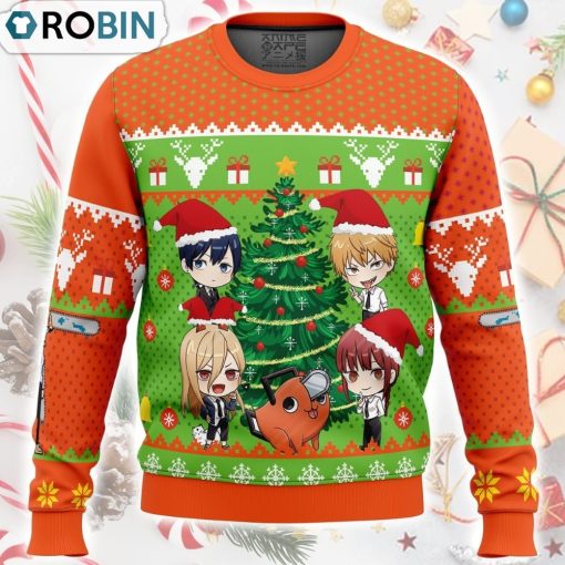 Chibi Chainsaw Man Ugly Christmas Sweater