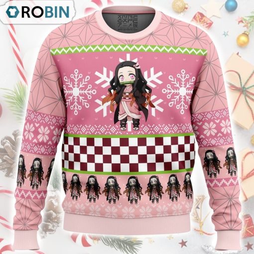 Chibi Christmas Nezuko Kamado Demon Slayer Ugly Christmas Sweater