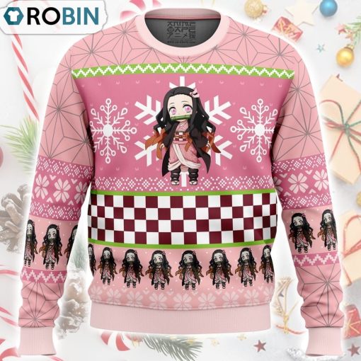 Chibi Christmas Nezuko Kamado Demon Slayer Ugly Christmas Sweater