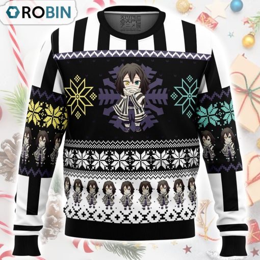 Chibi Christmas Obanai Iguro Demon Slayer Ugly Christmas Sweater