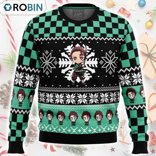 Chibi Christmas Tanjiro Kamado Demon Slayer Ugly Christmas Sweater