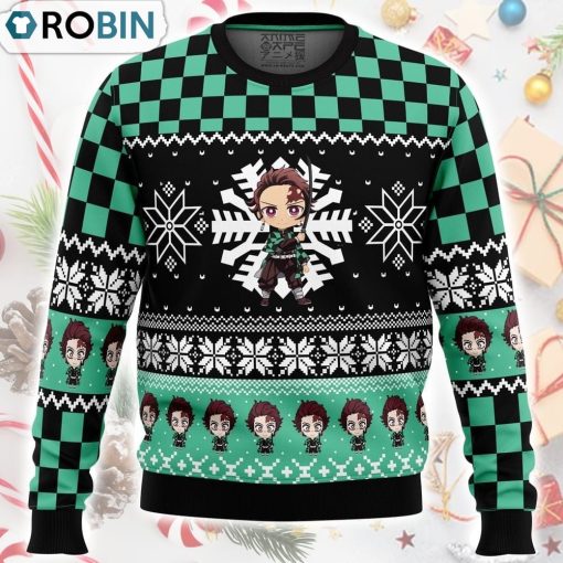 Chibi Christmas Tanjiro Kamado Demon Slayer Ugly Christmas Sweater