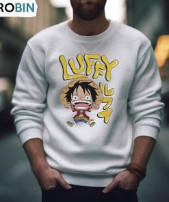 Chibi Luffy With Bubble Name And Kanji T Shirt, Hoodie, Ladies Tee