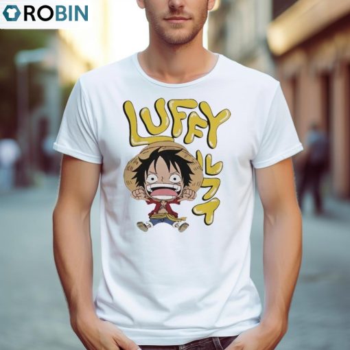 Chibi Luffy With Bubble Name And Kanji T Shirt, Hoodie, Ladies Tee