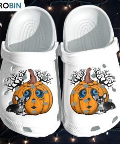 Chihuahua Dog and Creepy Pumpkin Crocs Shoes Chihuahua Dog and Creepy Pumpkin Crocs Shoes