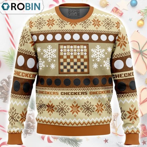 Christmas Checkers Board Games Ugly Christmas Sweater