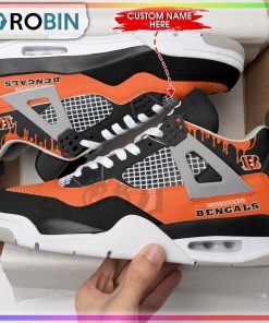 Cincinnati Bengals Logo Pattern Personalized Air Jordan 4 Sneaker Cincinnati Bengals Logo Pattern Personalized Air Jordan 4 Sneaker
