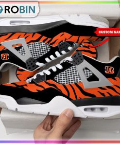 Cincinnati Bengals Tiger Skin Personalized Air Jordan 4 Sneaker Cincinnati Bengals Tiger Skin Personalized Air Jordan 4 Sneaker
