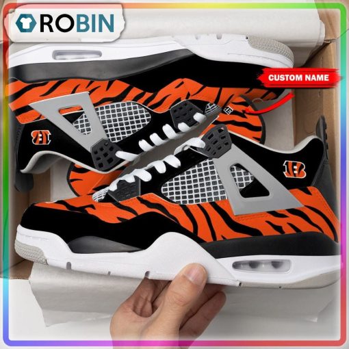 Cincinnati Bengals Tiger Skin Personalized Air Jordan 4 Sneaker