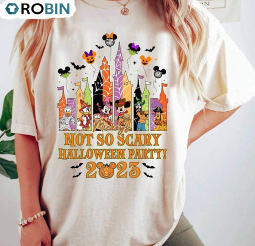Comfort Colors Disney Castle Halloween Shirt , Not So Scary Halloween Party Hoodie Short Sleeve