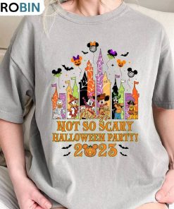 Comfort Colors Disney Castle Halloween Shirt , Not So Scary Halloween Party Hoodie Short Sleeve