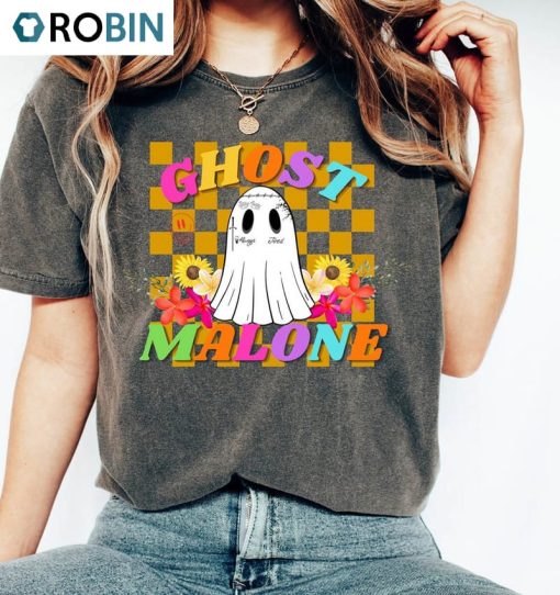 Comfort Colors Ghost Malone Shirt, Cute Spooky Halloween Sweatshirt Hoodie For Friends