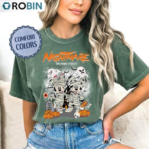 Mickey Mouse Nightmare On Main Street Shirt, Halloween Pumpkin Short Sleeve Long Sleeve