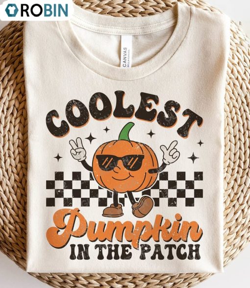 Coolest Pumpkin In The Patch Retro Shirt, Halloween Tee Tops Short Sleeve