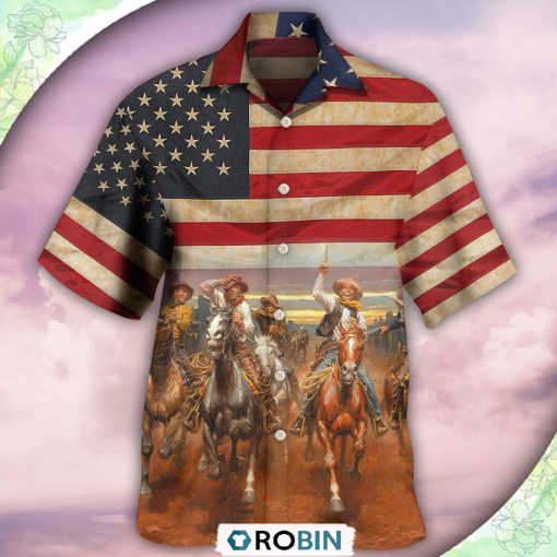 Cowboy Happy On Independence Day Casual Button-Down Shirt