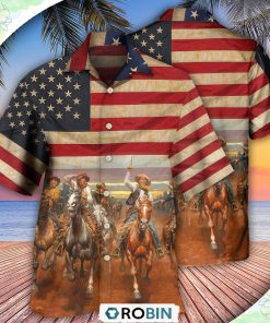 Cowboy Happy On Independence Day Casual Button-Down Shirt