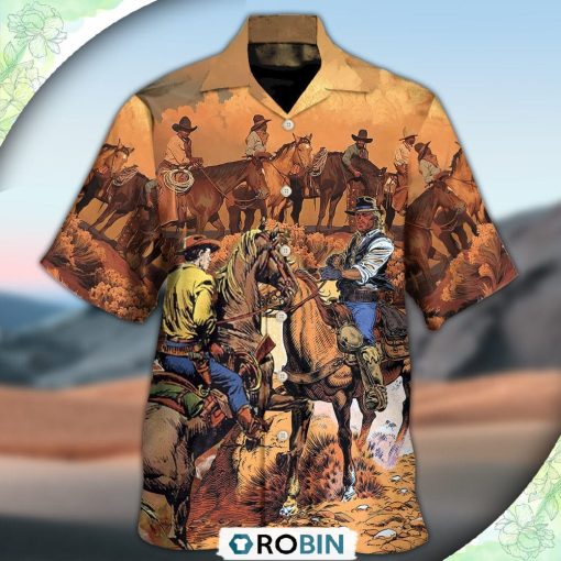 Cowboy Western Riding Horse Casual Button-Down Shirt