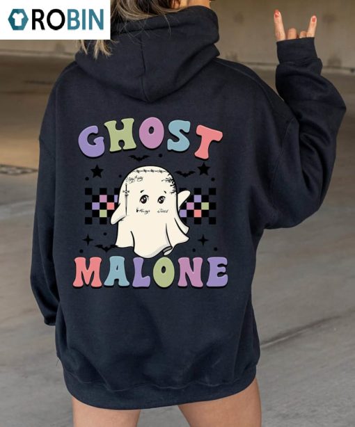 Creative Ghost Malone Shirt, Funny Spooky Season Crewneck Short Sleeve