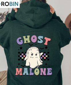 Creative Ghost Malone Shirt, Funny Spooky Season Crewneck Short Sleeve