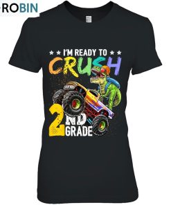 Crush 2Nd Grade Dinosaur Monster Truck Back To School Boys Unisex Shirt